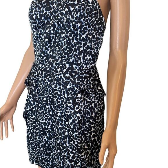 BCBG GENERATION Cheeta Print Cocktail mini Dress BLACK, blue, white SZ 4 in EUC - Picture 3 of 14